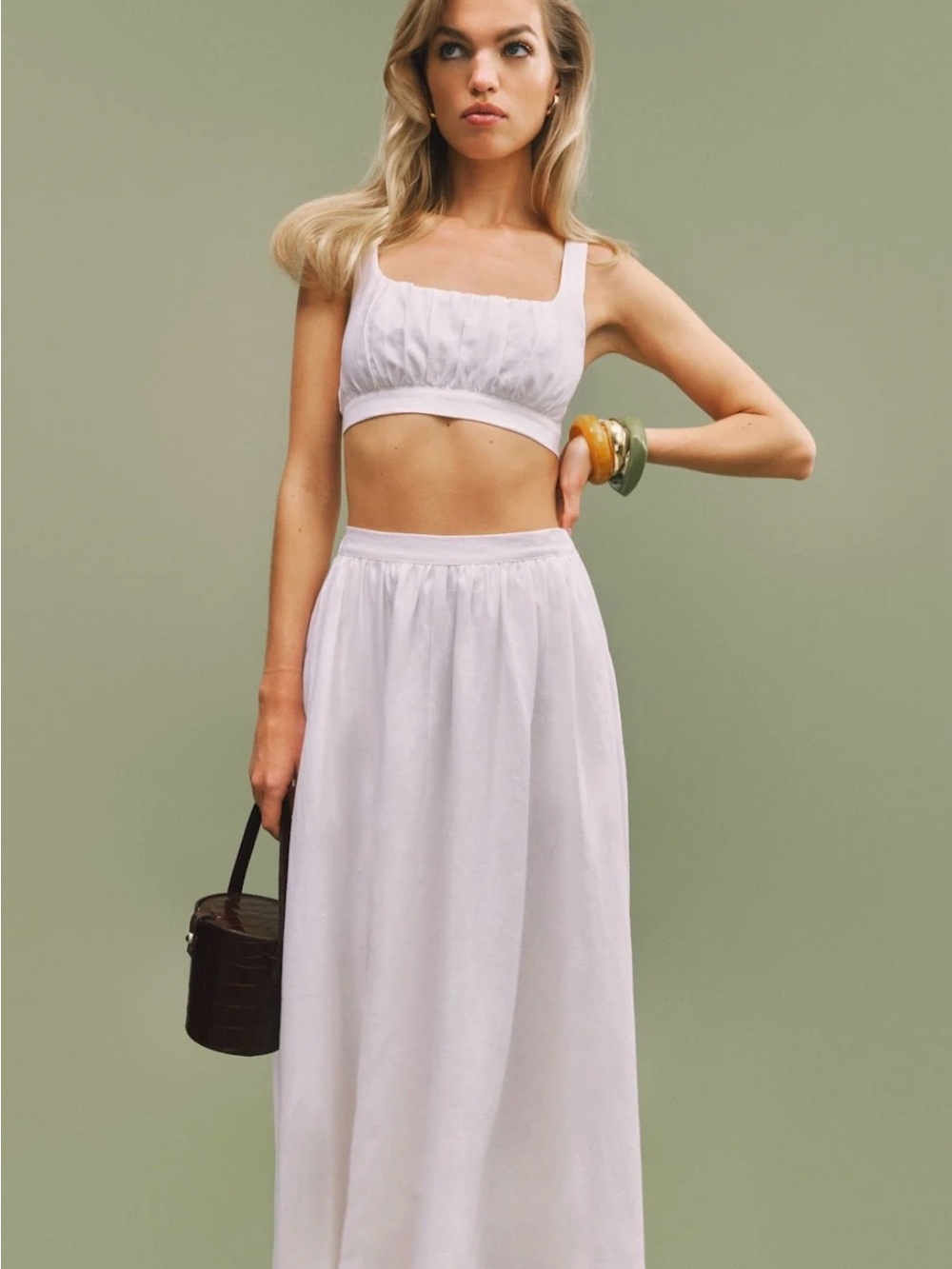 Reformation Shannon Linen Two Piece Ivory - Size 2 - Picture 4 of 11